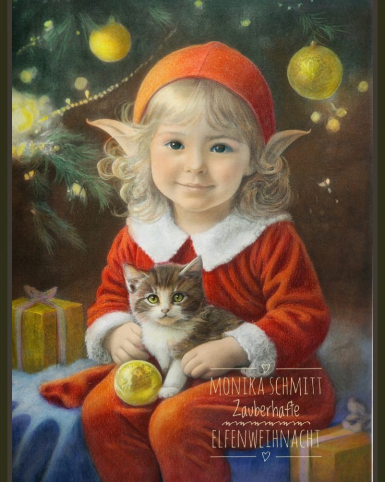 Elfe mit Kätzchen aus Zauberhafte Elfenweihnacht (C) Monika Schmitt www.monikaschmitt.de
