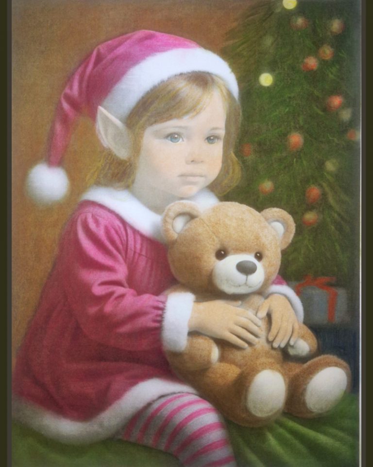 Elfenkind mit Teddybär aus Zauberhafte Elfenweihnacht, col. Meli Sophia (C) Monika Schmitt www.monikaschmitt.de