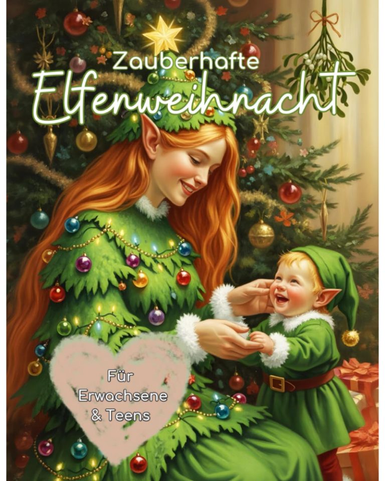 Zauberhafte Elfenweihnacht Graustufenmalbuch (C) Monika Schmitt www.monikaschmitt.de
