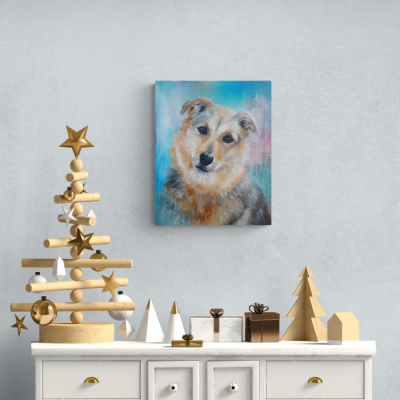 Auftragsmalerei Hundeporträt T Christmas -- © Monika Schmitt