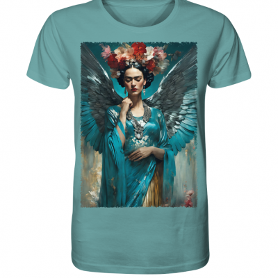 Engel Homage to Frida Kahlo Spread your Wings No. 7 Unisex Organic Shirt Citadel Blue (C) Monika Schmitt www.monikaschmitt.de