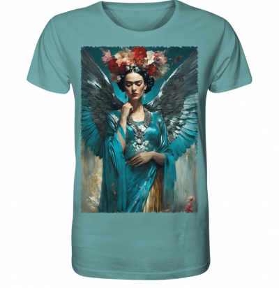 Engel Homage to Frida Kahlo Spread your Wings No. 7 Unisex Organic Shirt Citadel Blue (C) Monika Schmitt www.monikaschmitt.de